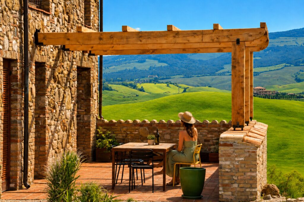 Pergola dining with a view